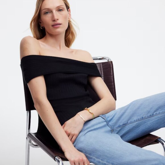 NWT Madewell Ribbed Off-the-Shoulder Top - Picture 6 of 6